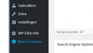 Wordpress admin menu tekst zichtbaar